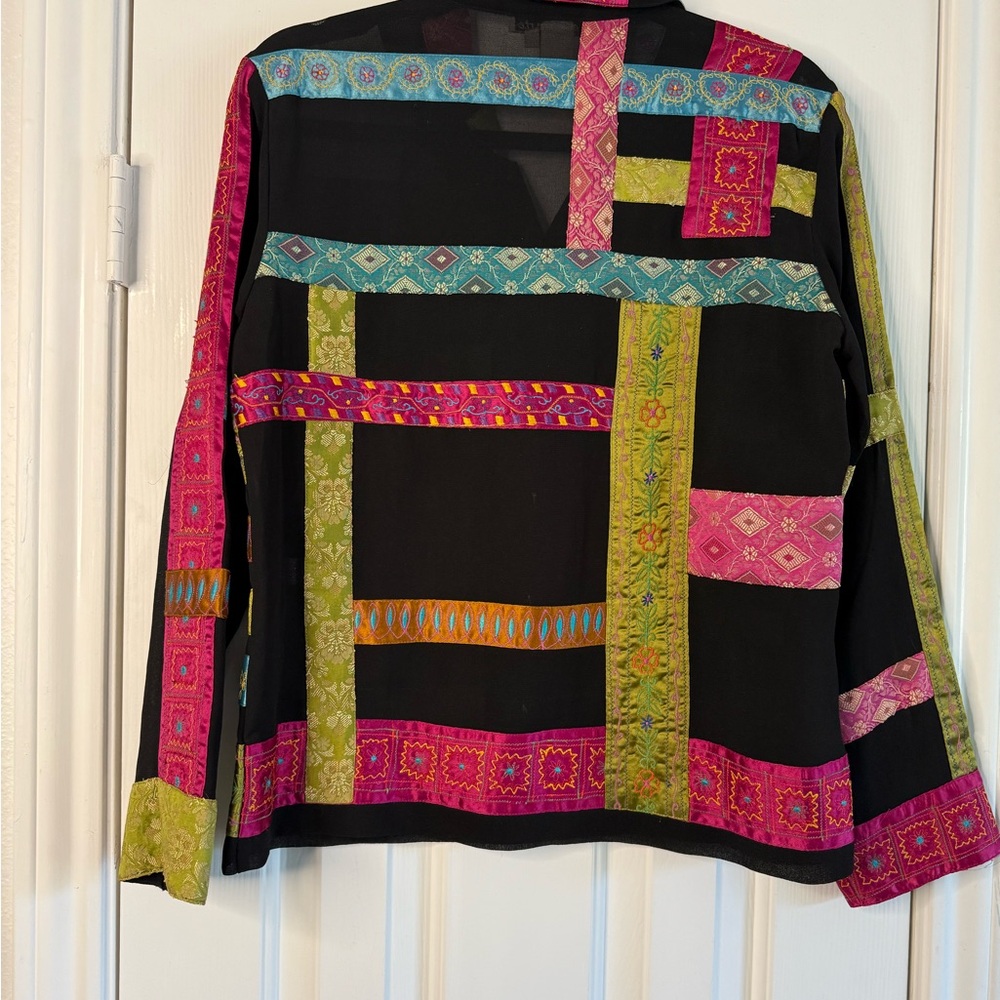 Colorful Patchwork Button-Up Shirt - Picture 4 of 5